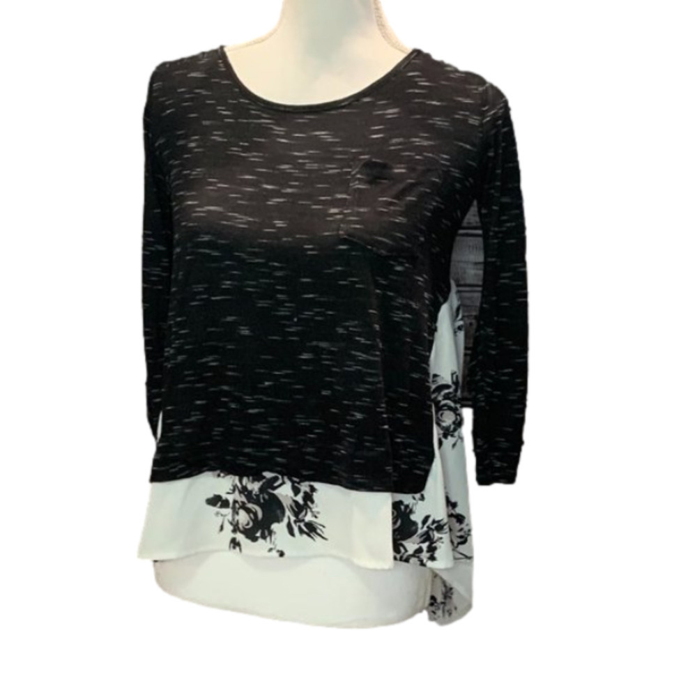 🔥🔥SALE🔥🔥JOLT Womens Short Sleeve Floral Multitexture Top